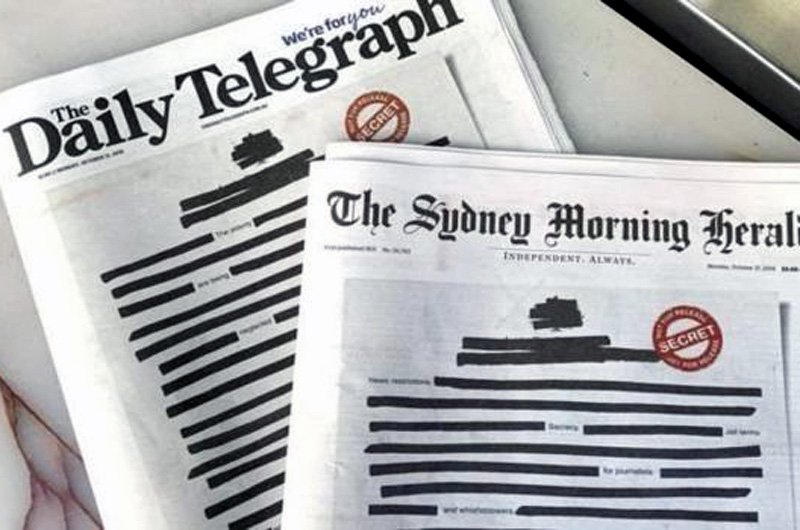 روزنامه‌های استرالیا صفحه اول را سانسور شده چاپ کردند